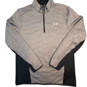 Under Armour Storm ColdGear Mens Medium Gray Black Quarter Zip Pullover Sweater